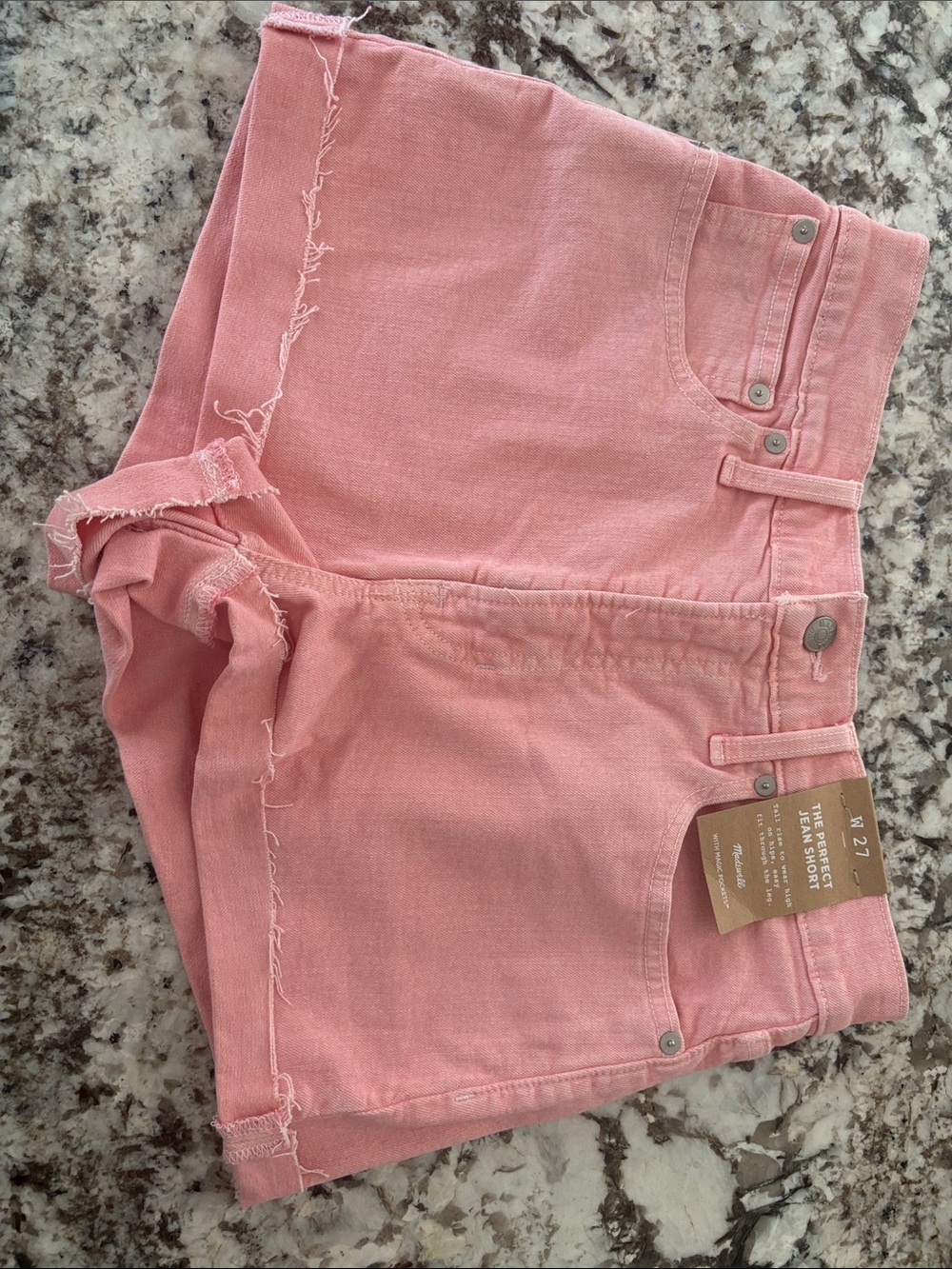 Madewell Pink Frayed Hem Denim Shorts